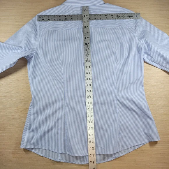 Brooks Brothers 1818 Womens Fitted Blue Striped Shirt 12 Preppy Nautical - Picture 8 of 8